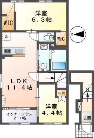 ユニバース(2LDK/2階)の間取り写真