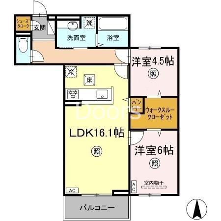 アルモ ギオーネ(2LDK/1階)の間取り写真
