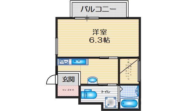 クラフトテラス豊南町南(1K/1階)の間取り写真
