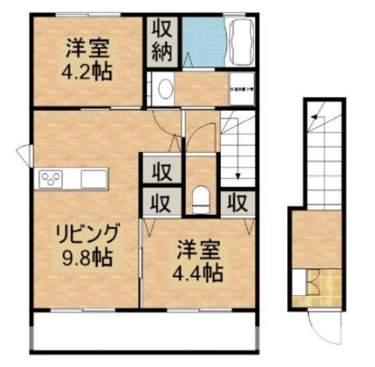 エランティス(2DK/2階)の間取り写真