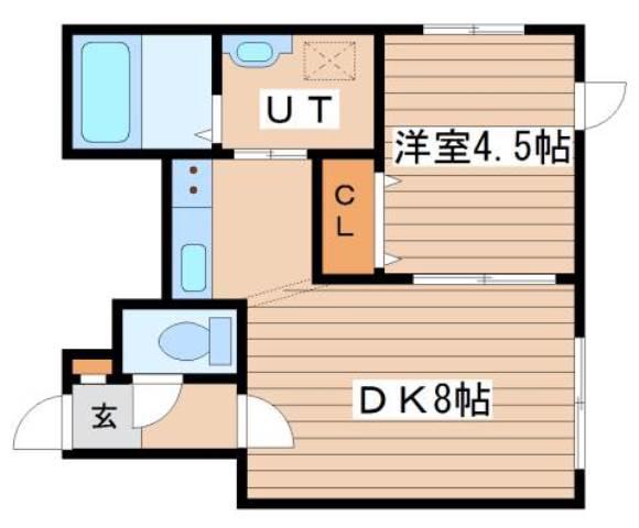 ブランノワール湖水(1DK/4階)の間取り写真