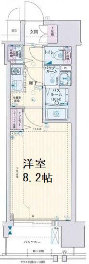 グランカリテ日本橋II(1K/15階)の間取り写真
