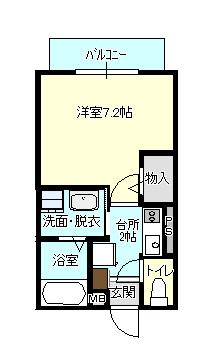 テラスグリーンヒルB棟(1K/1階)の間取り写真