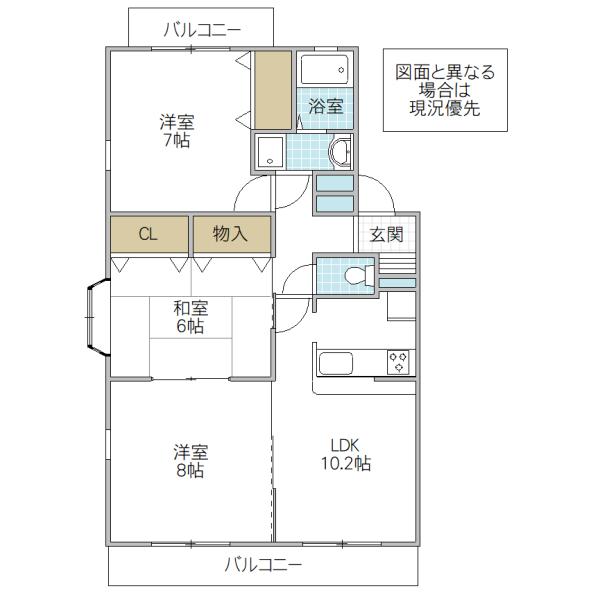 グレイスコートV(3LDK/2階)の間取り写真