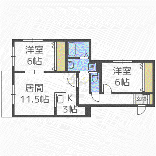 クラリス南平岸II(2LDK/1階)の間取り写真