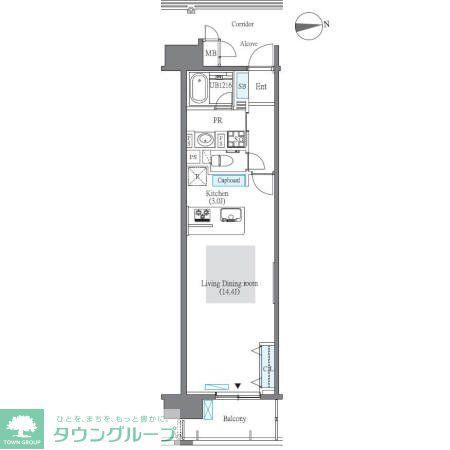 ロイヤルパークス西新井(ワンルーム/10階)の間取り写真