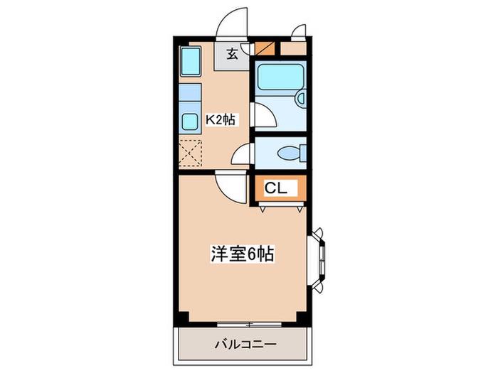 サンハイムK・S(1K/2階)の間取り写真