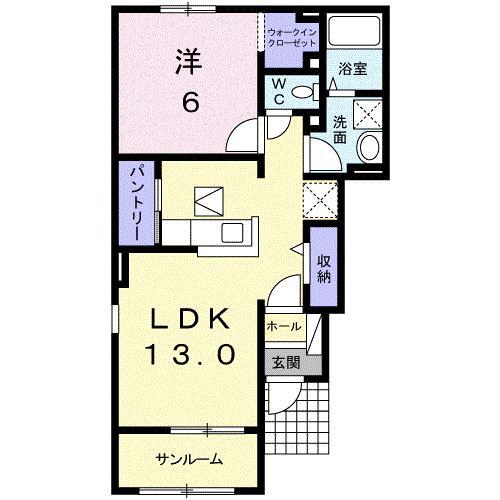 エアリーコートA(1LDK/1階)の間取り写真