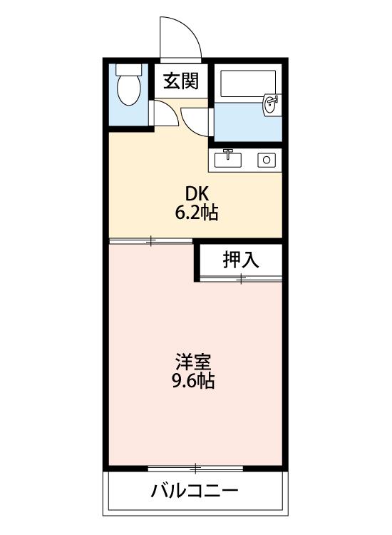 名鉄三河線 刈谷市駅 徒歩7分 4階建 築36年(1DK/1階)の間取り写真