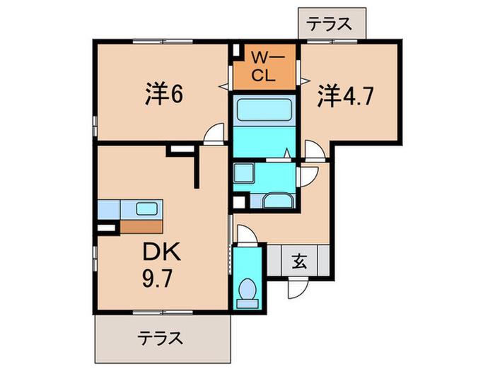 ヴィラソレアーダ中野 D棟(2DK/1階)の間取り写真