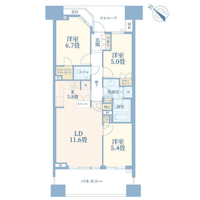 THE目黒四季レジデンス(3LDK/4階)の間取り写真