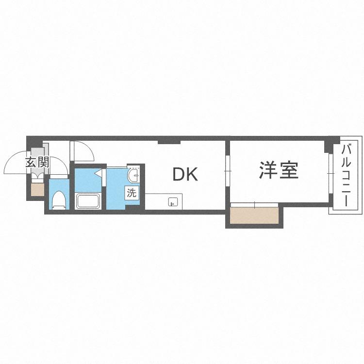 ノースマンション桑園(1DK/4階)の間取り写真