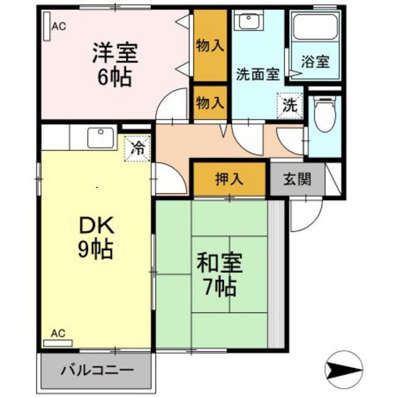 PALSAKURANO(2DK/2階)の間取り写真