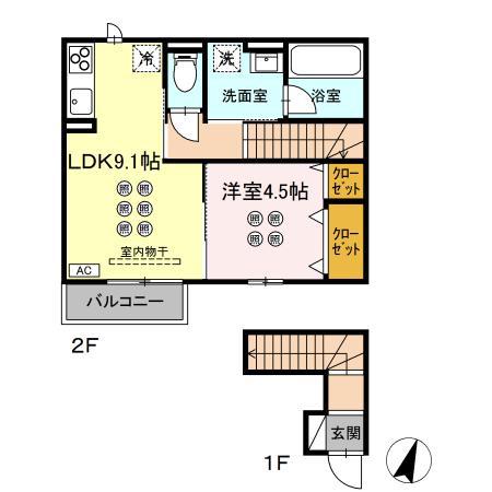 セレニテ(1LDK/2階)の間取り写真