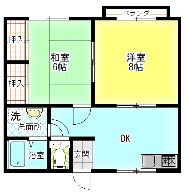 メゾン日向(2DK/2階)の間取り写真