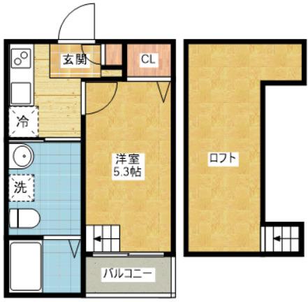 フォルゴーレII(1K/2階)の間取り写真