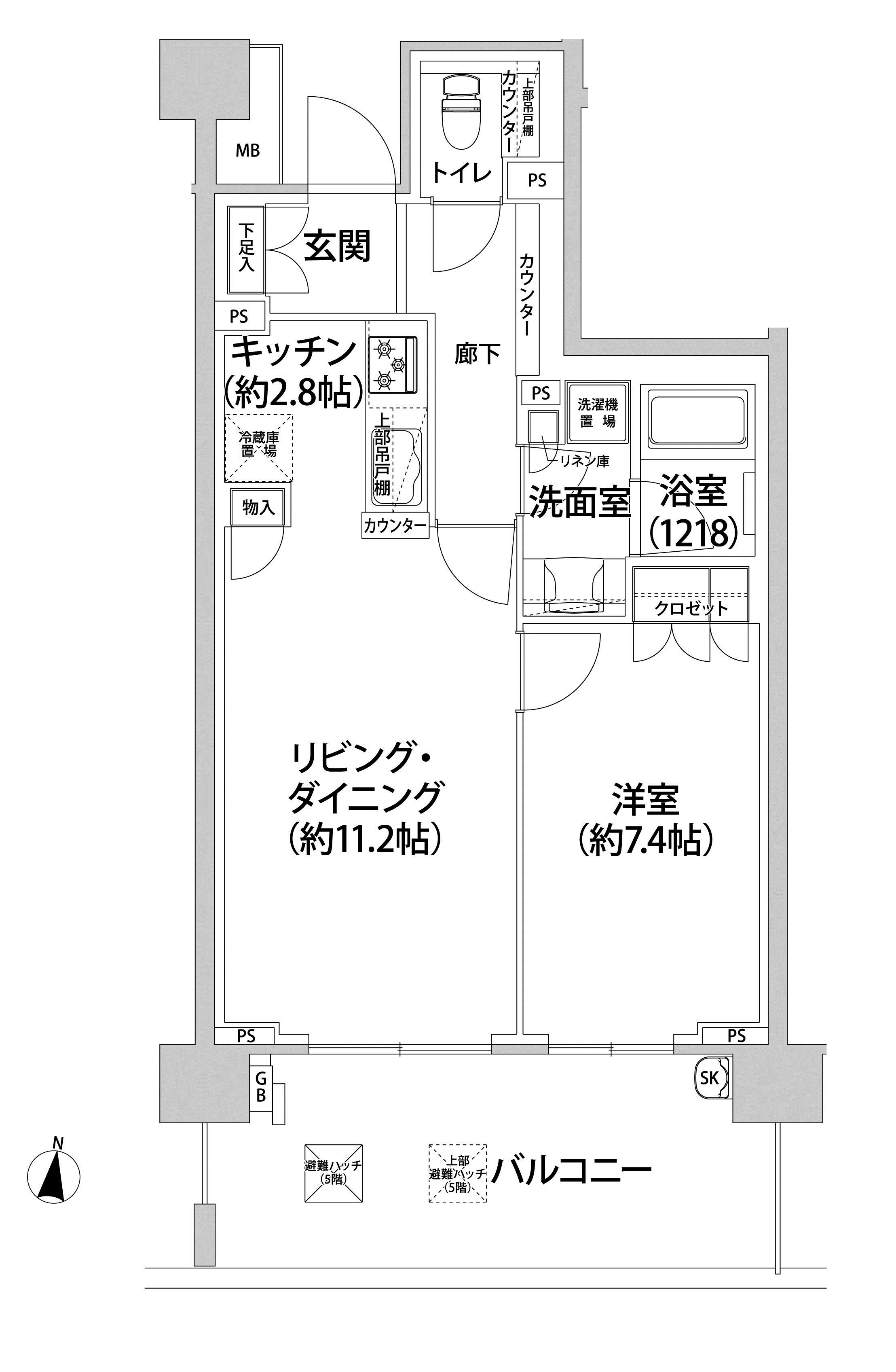 ブローテ横浜高島台(1LDK/4階)の間取り写真