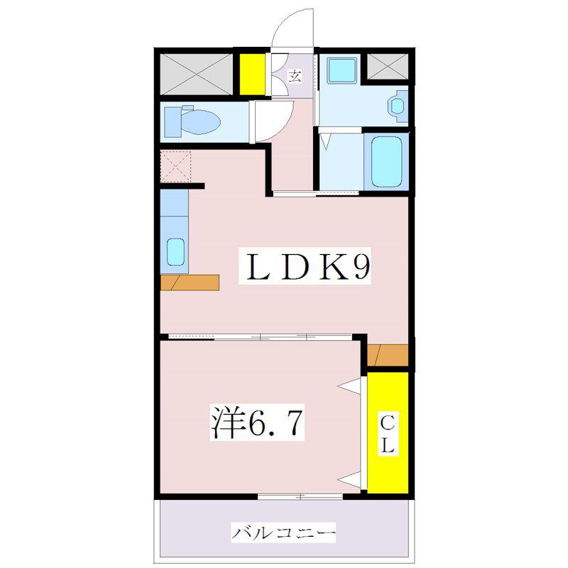 SAI宇宿(1LDK/7階)の間取り写真