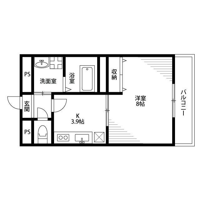 アンプルールクラージュエクラ(1K/2階)の間取り写真