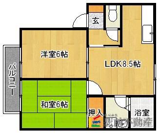 ヴィッラミサ(2LDK/2階)の間取り写真