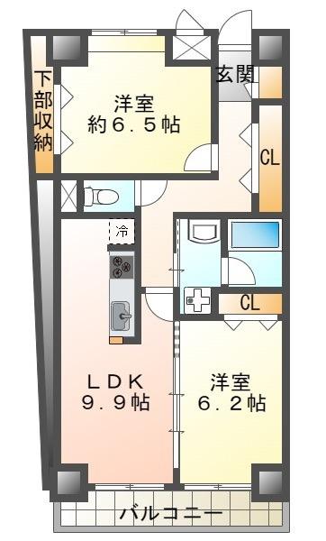 エストレーノ(2LDK/4階)の間取り写真