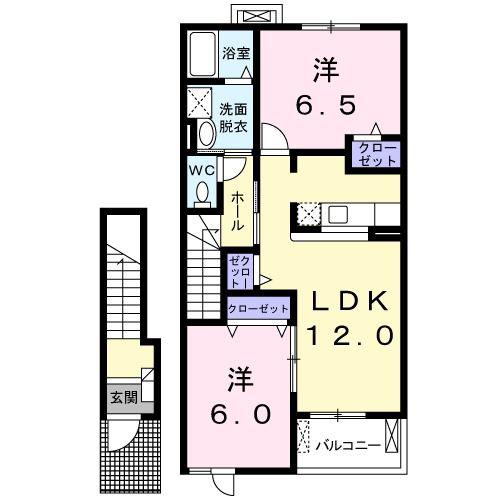 アニメート桜(2LDK/2階)の間取り写真