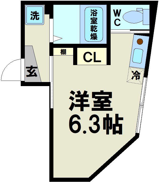 DIO下北沢(ワンルーム/1階)の間取り写真