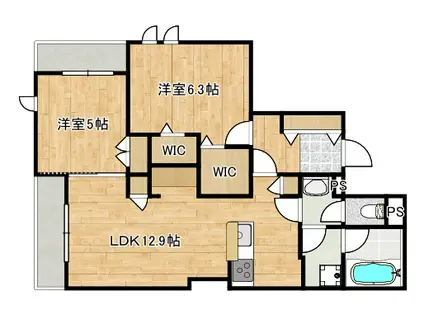 市ノ坪ヘーベルメゾン(2LDK/3階)の間取り写真