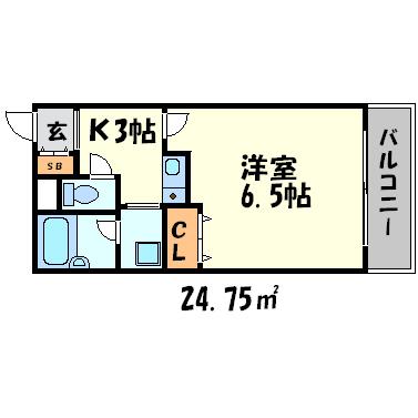 ハイルアルペンアイガー(1K/3階)の間取り写真
