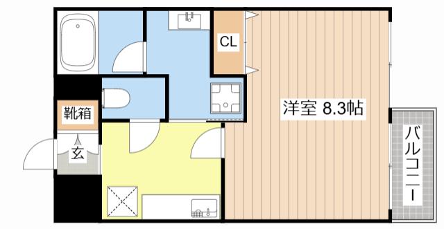 アンビエンテ(1K/2階)の間取り写真