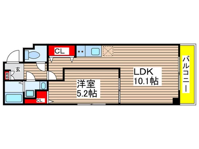 RIRIA幕張本郷参番館(1LDK/2階)の間取り写真