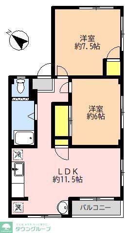 ポニーコーポラス(2LDK/2階)の間取り写真