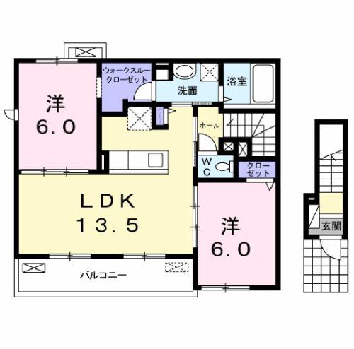 レジデンス グランデ(2LDK/2階)の間取り写真