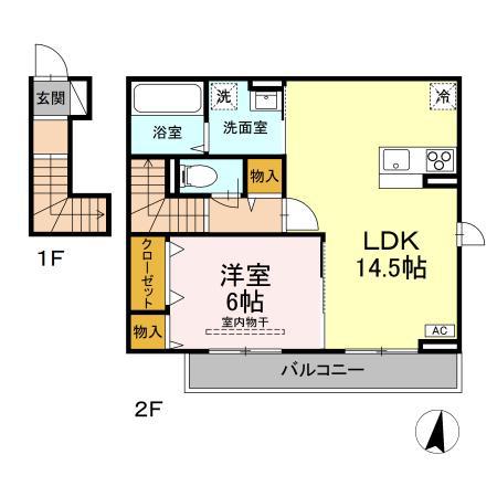 ベアーズマンション II(1LDK/2階)の間取り写真