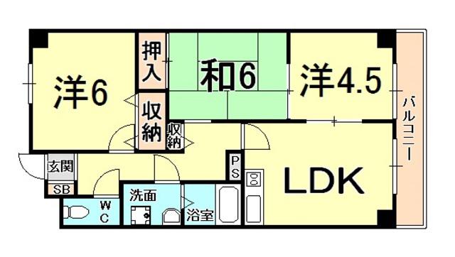 メゾン共栄(3LDK/3階)の間取り写真