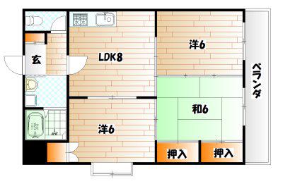 井堀ハイツ(3LDK/4階)の間取り写真