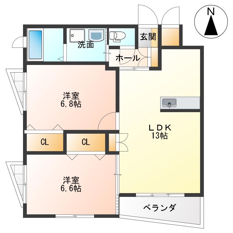リポーズ21 B棟(2LDK/3階)の間取り写真