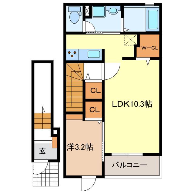 ルミナスコート(1LDK/2階)の間取り写真