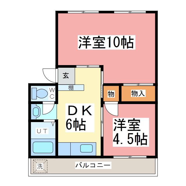 えちぜん鉄道三国線 福井口駅 徒歩12分 4階建 築53年(2DK/4階)の間取り写真