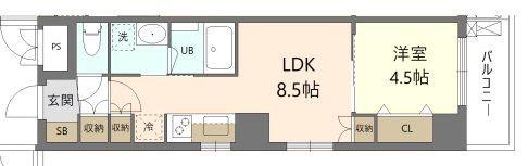 GRAND-MERE横浜大口(1LDK/7階)の間取り写真