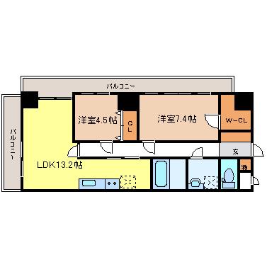 ディアグレイス五輪(2LDK/6階)の間取り写真
