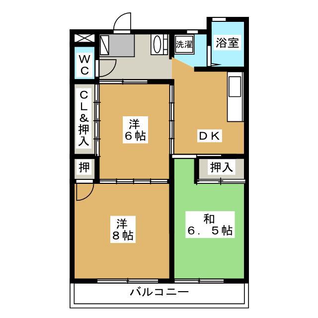 ウエストワン(3DK/1階)の間取り写真