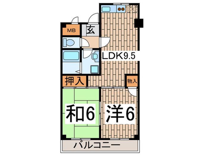 名瀬ハイツ(2LDK/3階)の間取り写真