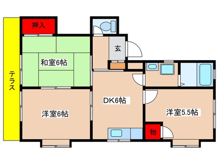 フラワーヒルズ(3DK/1階)の間取り写真