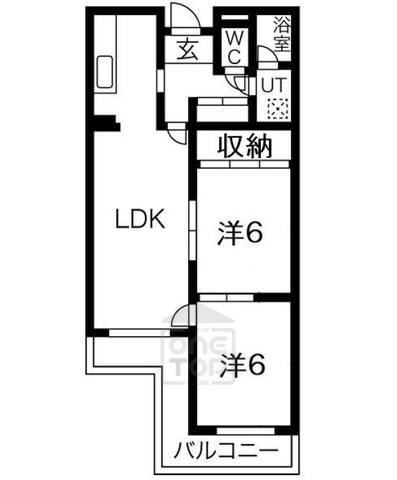 パークヒル千里山(2LDK/1階)の間取り写真