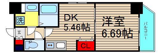フロンティアタワー九条I(1DK/8階)の間取り写真