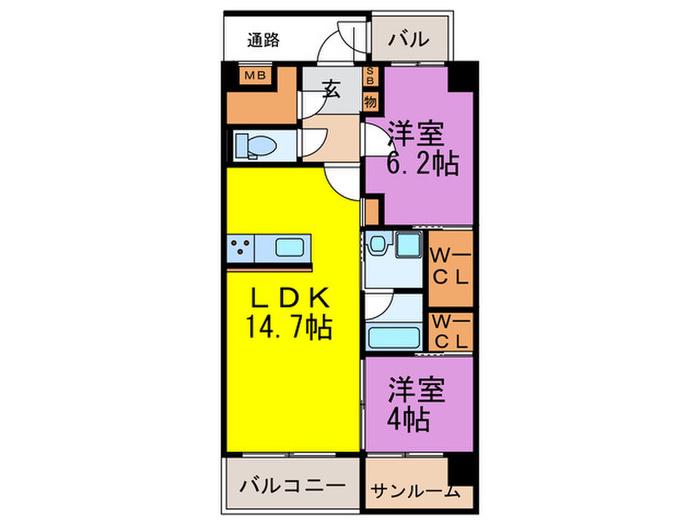 MAISON DE GRACE(2LDK/3階)の間取り写真