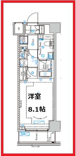 アゼストお花茶屋V(1K/6階)の間取り写真