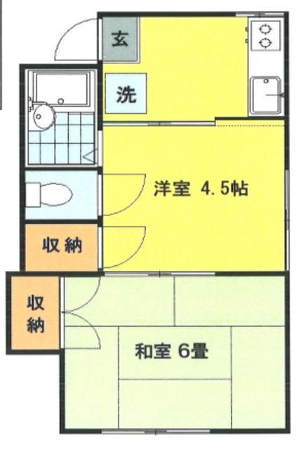 西田荘(2K/1階)の間取り写真
