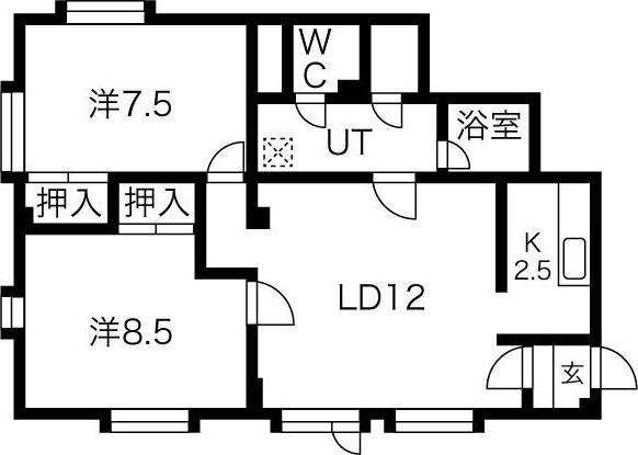 シュプロスしのろ(2LDK/1階)の間取り写真